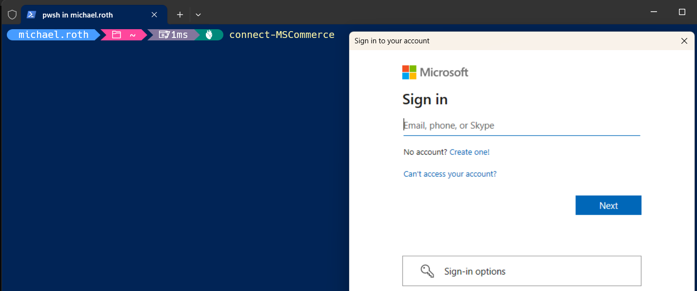 After connecting you’re asked to sign in with your credentials