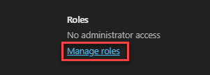 a picture showing the manage roles button in the Microsoft 365 Admin Center
