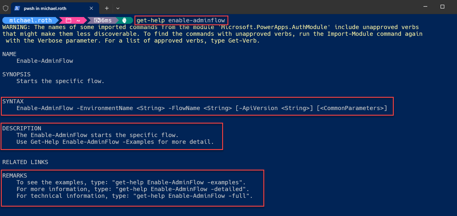 A list of cmdlets from the PowerPlatform module for PowerShell