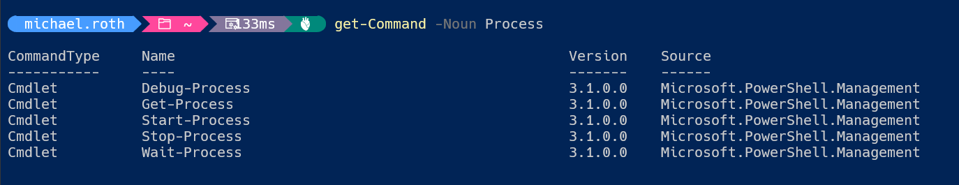 A list of all cmdlets with the word environment