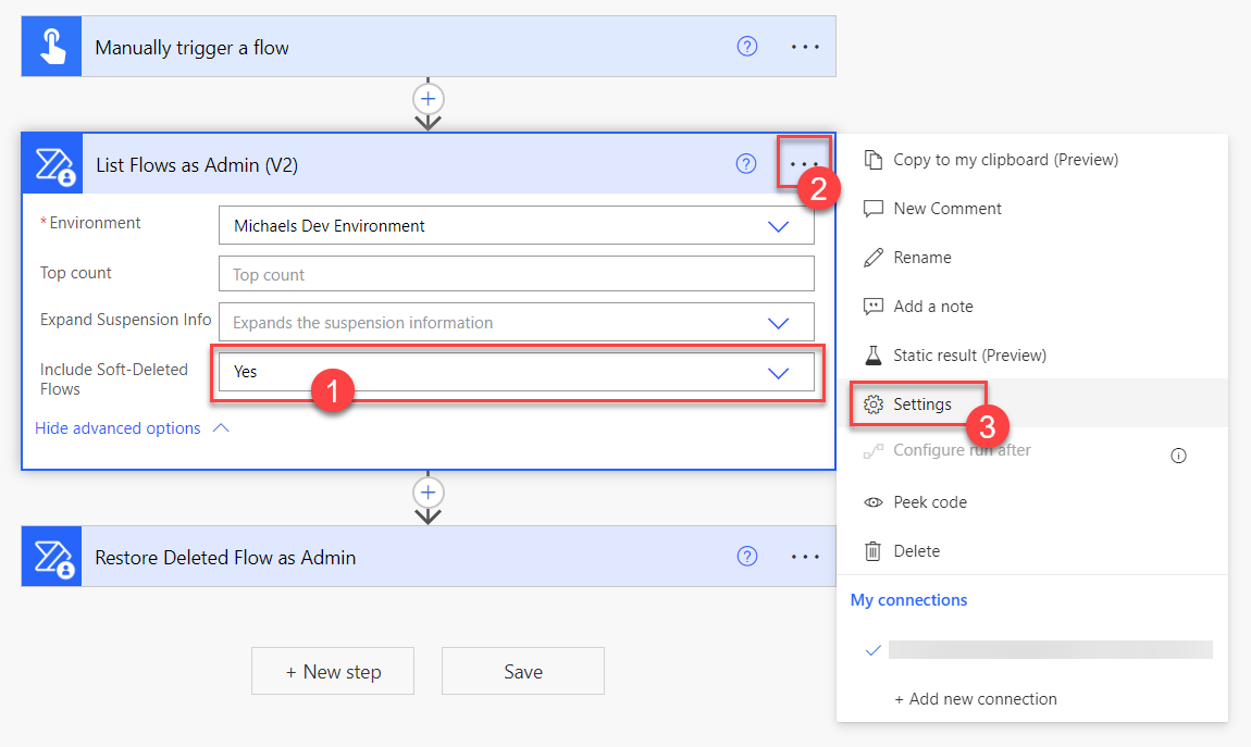 Select to include soft-deleted flows