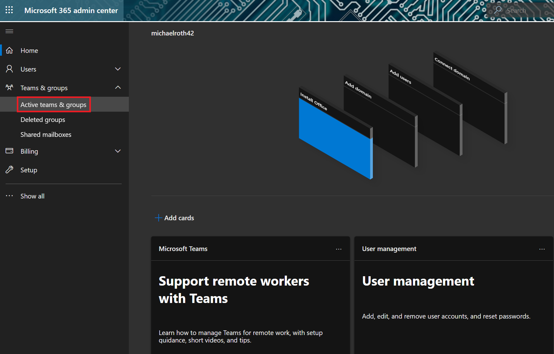 a picture showing the Microsoft 365 admin center