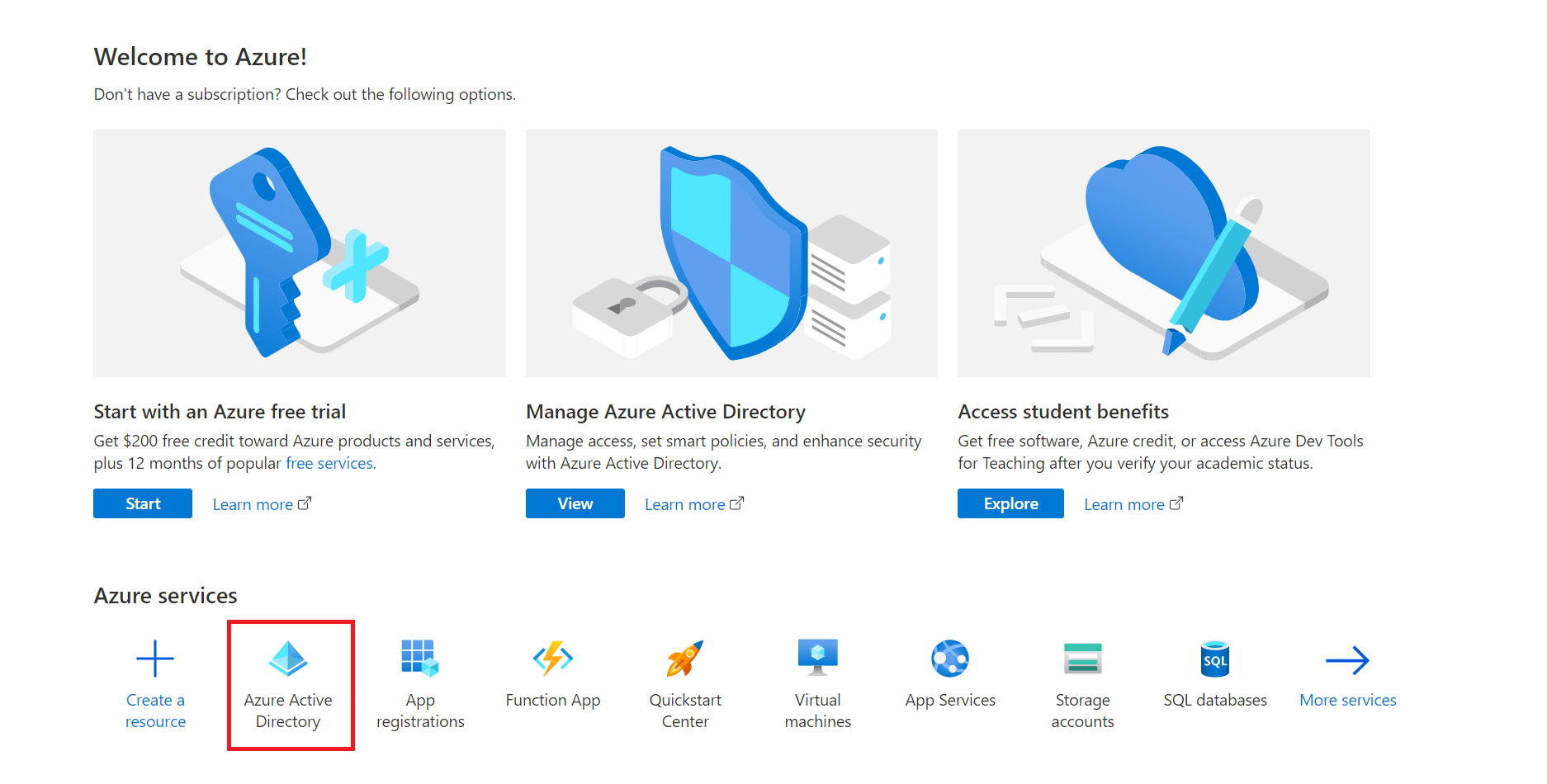 a picture showing the Azure portal