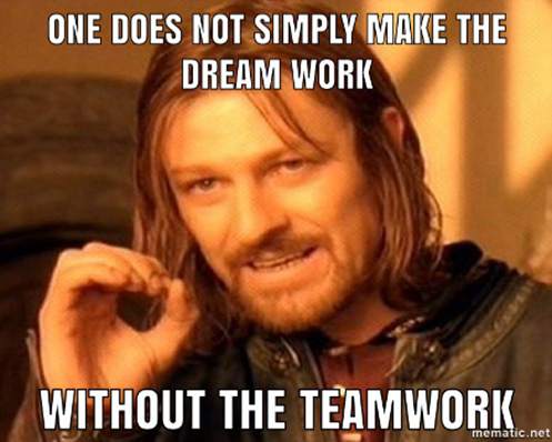 An Aragorn meme about teamwork